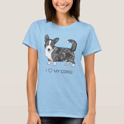 Blue Merle Cardigan Welsh Corgi Dog Lovers T_Shirt