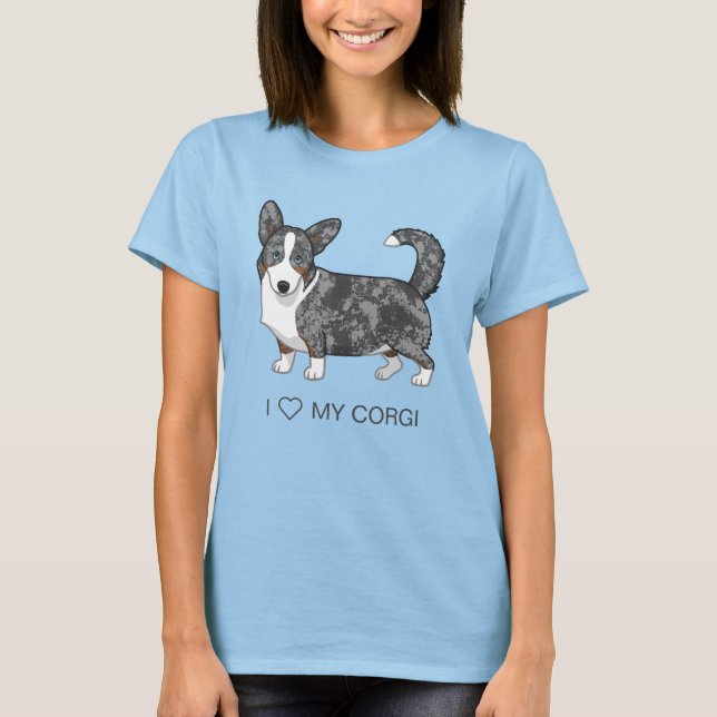 Blue Merle Cardigan Welsh Corgi Dog Lovers T-Shirt (Front)