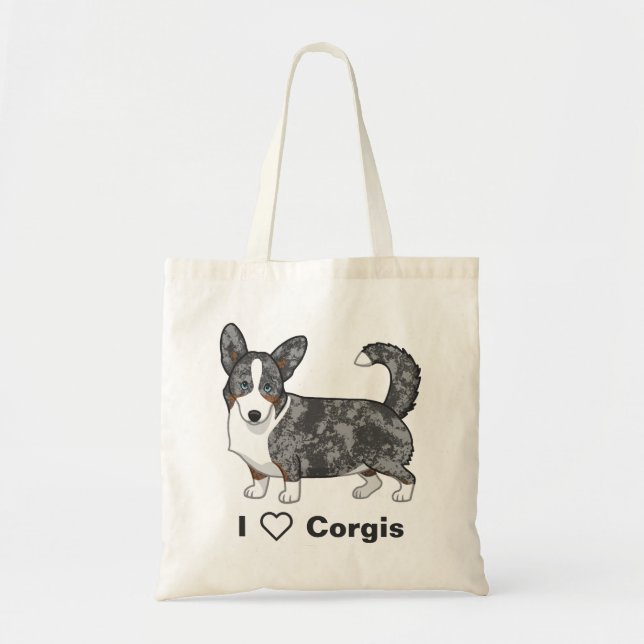 Blue Merle Cardigan Welsh Corgi Dog Lovers Tote Bag (Front)