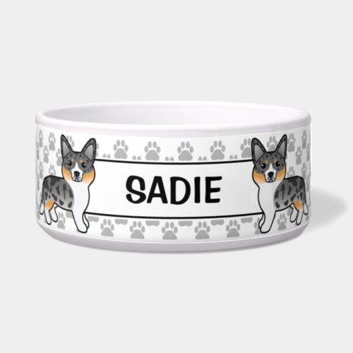 Blue Merle Cardigan Welsh Corgi Dog  Name Bowl