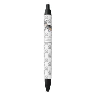 Blue Merle Cardigan Welsh Corgi Dog &amp; Name Pen