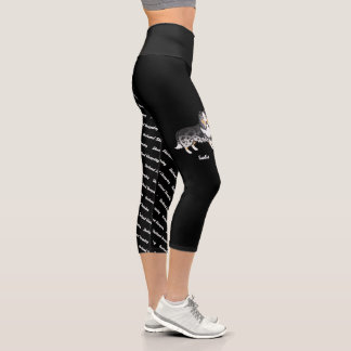 Blue Merle Cartoon Sheltie &amp; Dog's Name And Breed Capri Leggings
