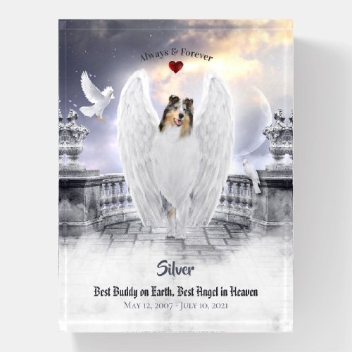 Blue Merle Collie Angel Dog Heaven _ Pet Memorial Paperweight