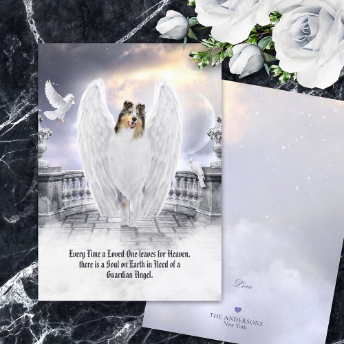 Blue Merle Collie Angel _ Pet Loss Sympathy Card