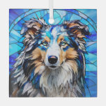 Blue Merle Collie Dog &quot;Stained Glass&quot; Glass Ornament