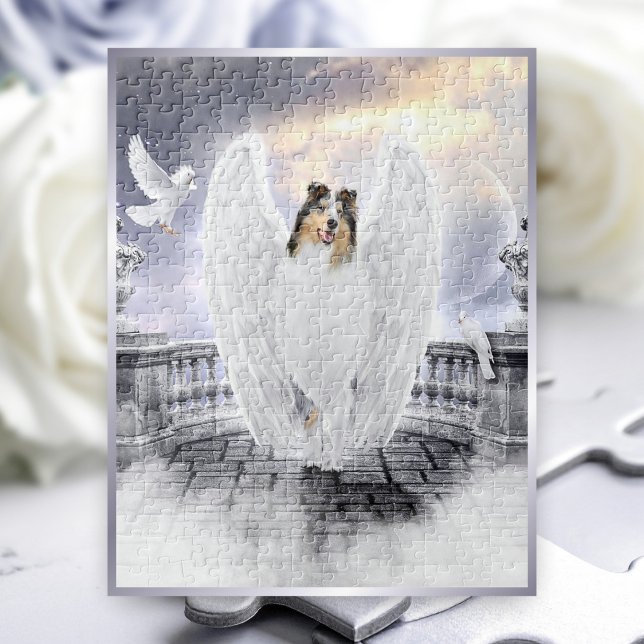 Blue Merle Collie Guardian Angel in Dog Heaven - Jigsaw Puzzle (Creator Uploaded)