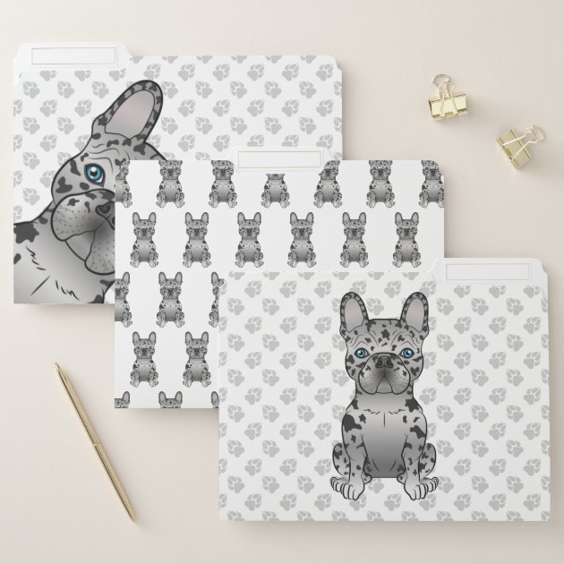 Blue Merle French Bulldog / Frenchie Cartoon Dog File Folder