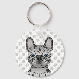 Blue Merle French Bulldog / Frenchie Cartoon Dog Keychain