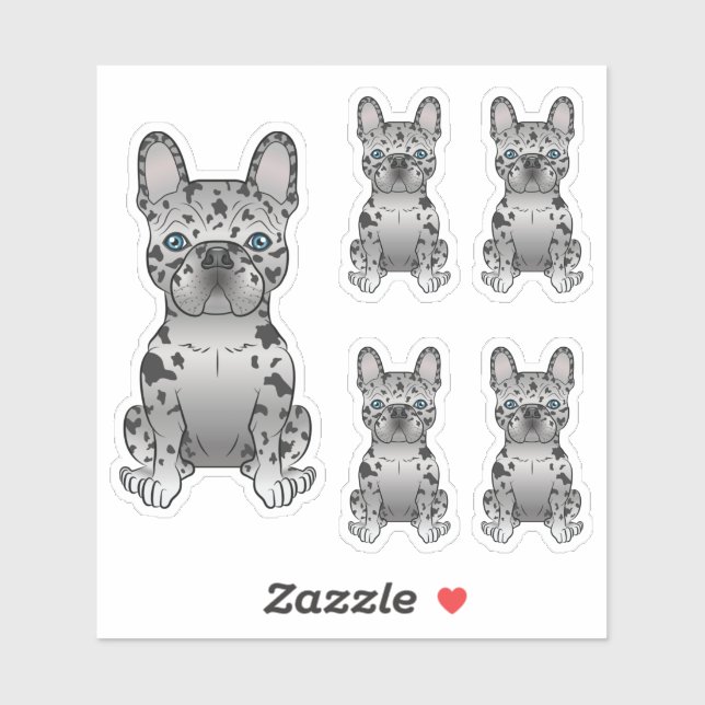 Blue Merle French Bulldog / Frenchie Cartoon Dog Sticker (Sheet)