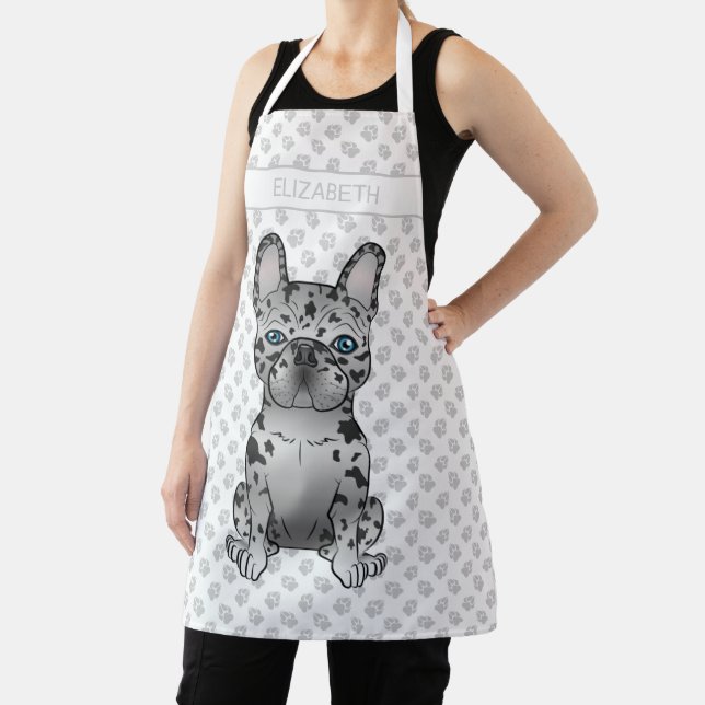 Blue Merle French Bulldog Frenchie Cute Dog & Name Apron (Insitu)