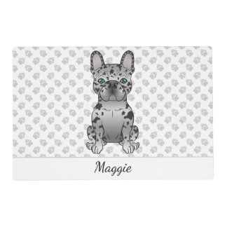 Blue Merle French Bulldog Frenchie Cute Dog &amp; Name Placemat