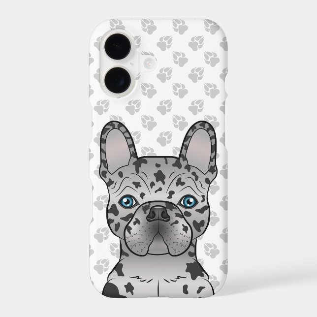 Blue Merle French Bulldog Frenchie Cute Dog & Paws Case-Mate iPhone Case (Back)