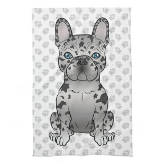 Blue Merle French Bulldog Frenchie Cute Dog &amp; Paws Kitchen Towel
