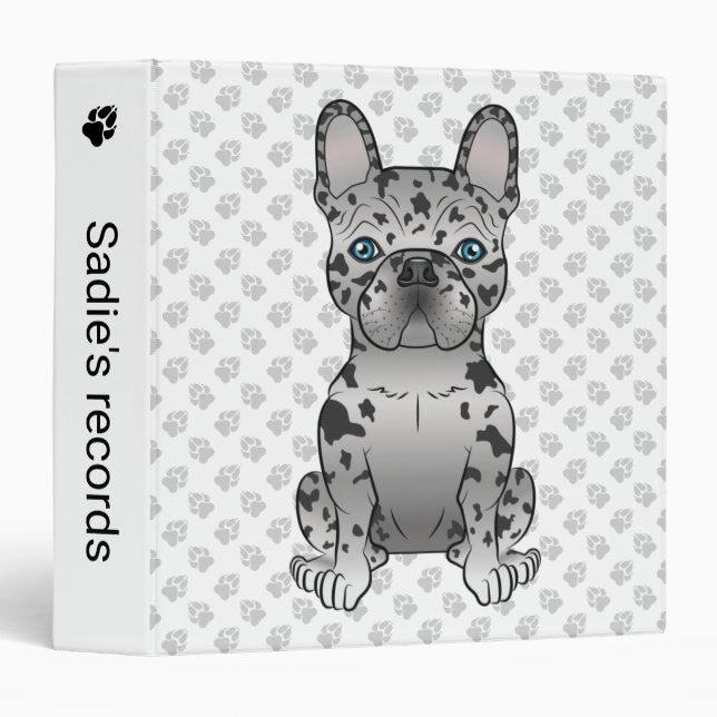 Blue Merle French Bulldog Frenchie Cute Dog & Text 3 Ring Binder (Front/Spine)