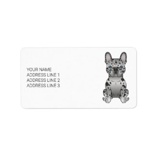Blue Merle French Bulldog Frenchie Cute Dog &amp; Text Label