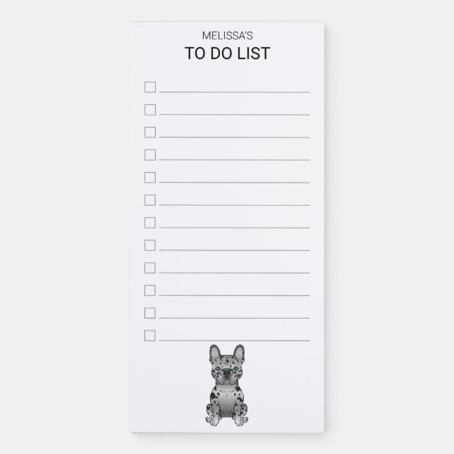 Blue Merle French Bulldog Frenchie Dog To Do List Magnetic Notepad (Front)