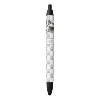 Blue Merle Long Coat Chihuahua Cartoon Dog &amp; Name Pen
