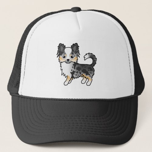 Blue Merle Long Coat Chihuahua Cute Cartoon Dog Trucker Hat