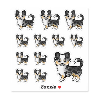 Blue Merle Long Coat Chihuahua Cute Cartoon Dogs Sticker