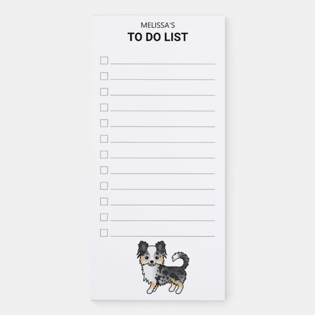 Blue Merle Long Coat Chihuahua Dog To Do List Magnetic Notepad (Front)
