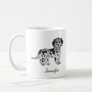 Blue Merle Mini Goldendoodle Cartoon Dog & Name Coffee Mug