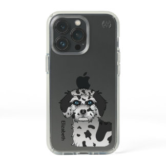 Blue Merle Mini Goldendoodle Cartoon Dog &amp; Name Speck iPhone 13 Pro Case