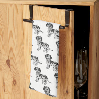 Blue Merle Mini Goldendoodle Cartoon Dog Pattern Kitchen Towel