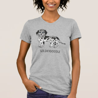Blue Merle Mini Goldendoodle Cartoon Dog &amp; Text T-Shirt