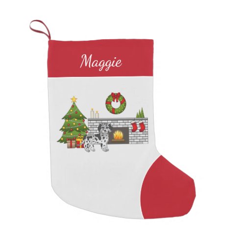 Blue Merle Mini Goldendoodle _ Christmas Room Small Christmas Stocking