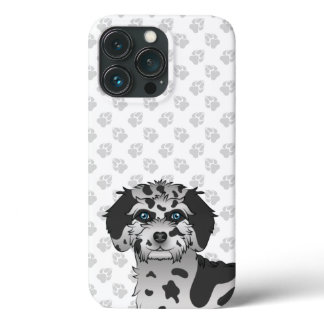 Blue Merle Mini Goldendoodle Cute Cartoon Dog Head iPhone 13 Pro Case