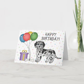 Blue Merle Mini Goldendoodle Dog Happy Birthday Card
