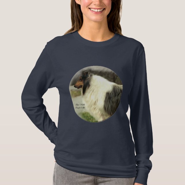 Blue Merle Rough Collie Art Gifts T-Shirt (Front)