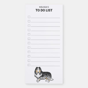 Blue Merle Rough Collie Cartoon Dog To Do List Magnetic Notepad