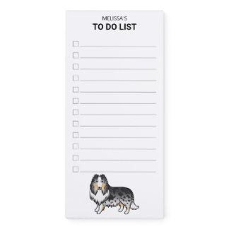 Blue Merle Rough Collie Cartoon Dog To Do List Magnetic Notepad