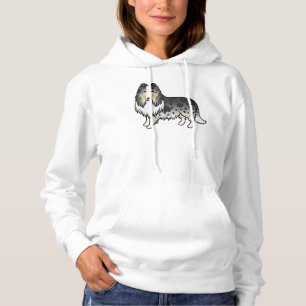 Blue Merle Rough Collie Cute Cartoon Dog Hoodie