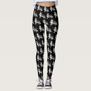 Blue Merle Rough Collie Cute Cartoon Dog Pattern Leggings