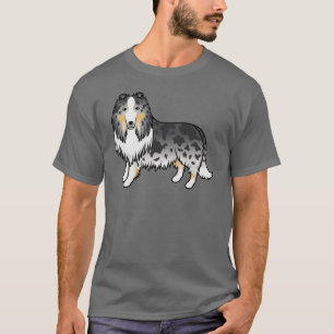 Blue Merle Rough Collie Cute Cartoon Dog T-Shirt