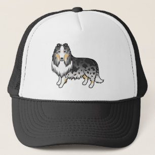 Blue Merle Rough Collie Cute Cartoon Dog Trucker Hat