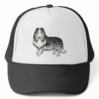 Blue Merle Rough Collie Cute Cartoon Dog Trucker Hat