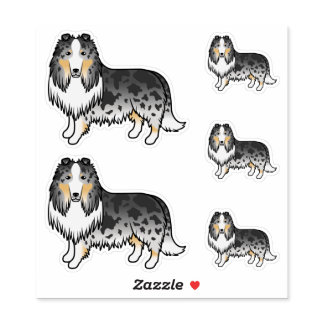 Blue Merle Rough Collie Cute Cartoon Dogs Sticker
