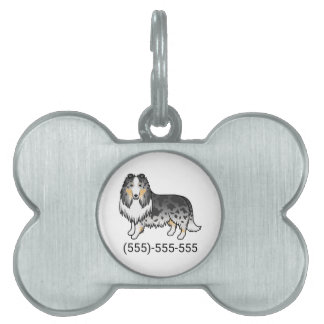 Blue Merle Rough Collie Dog &amp; Phone Number Pet ID Tag