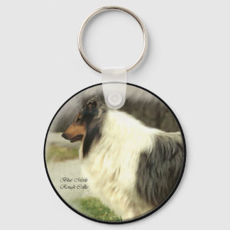 Blue Merle Rough Collie Gifts Art Keychain