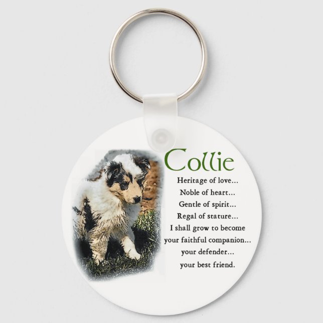 Blue Merle Rough Collie Gifts Keychain (Front)