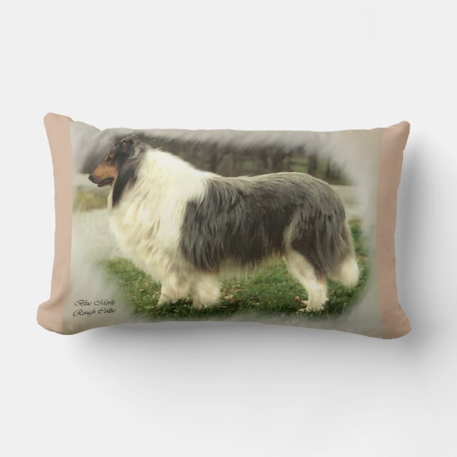 Blue Merle Rough Collie Gifts Lumbar Pillow (Front)