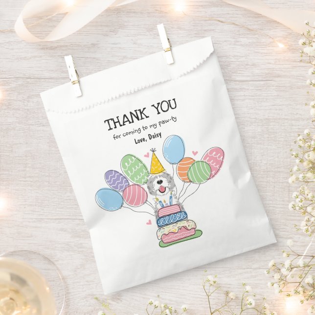 Blue Merle Sheepadoodle Birthday Party  Favor Bag (Clipped)