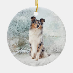 Blue Merle Sheltie Christmas Ornament