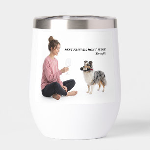 Blue Merle Sheltie Funny Wine Friend Thermal Wine Tumbler