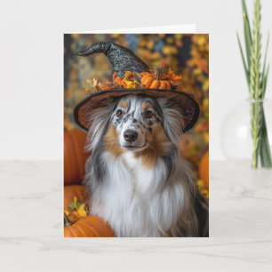 Blue Merle Sheltie Halloween Card