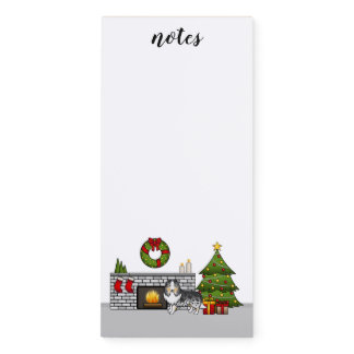 Blue Merle Sheltie In A Festive Room &amp; Text Magnetic Notepad