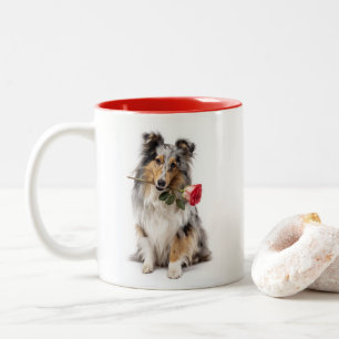 Blue Merle Sheltie Love Two-Tone Coffee Mug
